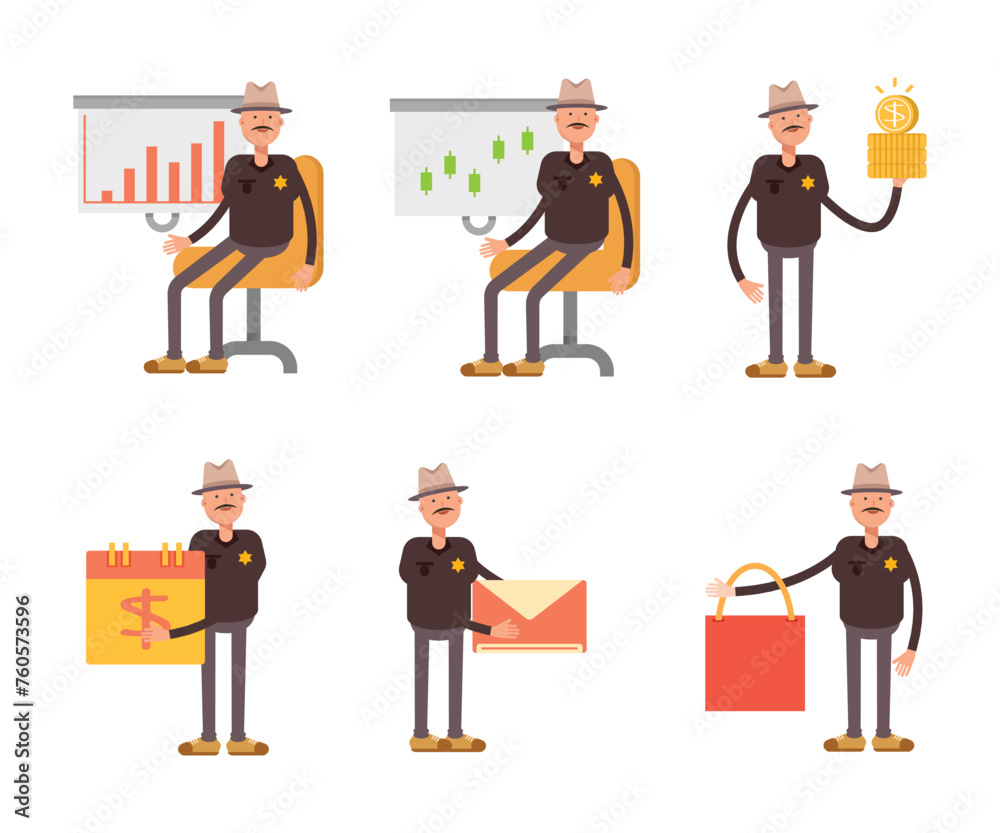 sheriff characters set vector illustration