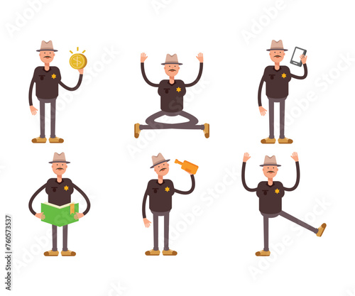 sheriff characters set vector illustration