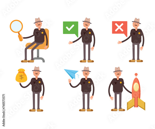 sheriff characters set vector illustration