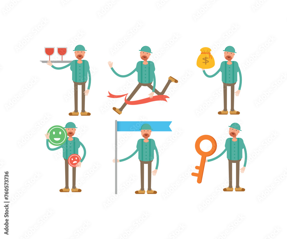 man wearing cap characters set vector illustration man wearing cap characters set vector illustration