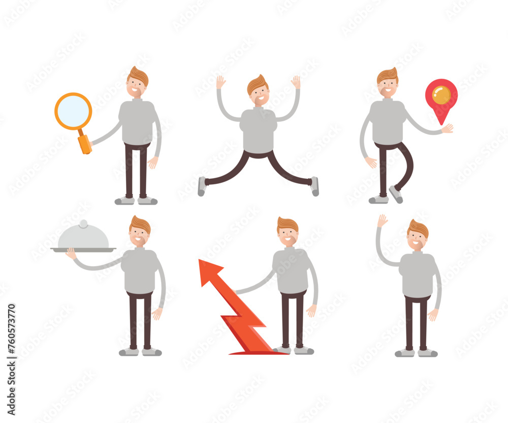 man in turtleneck shirt characters set vector illustration man in turtleneck shirt characters set vector illustration