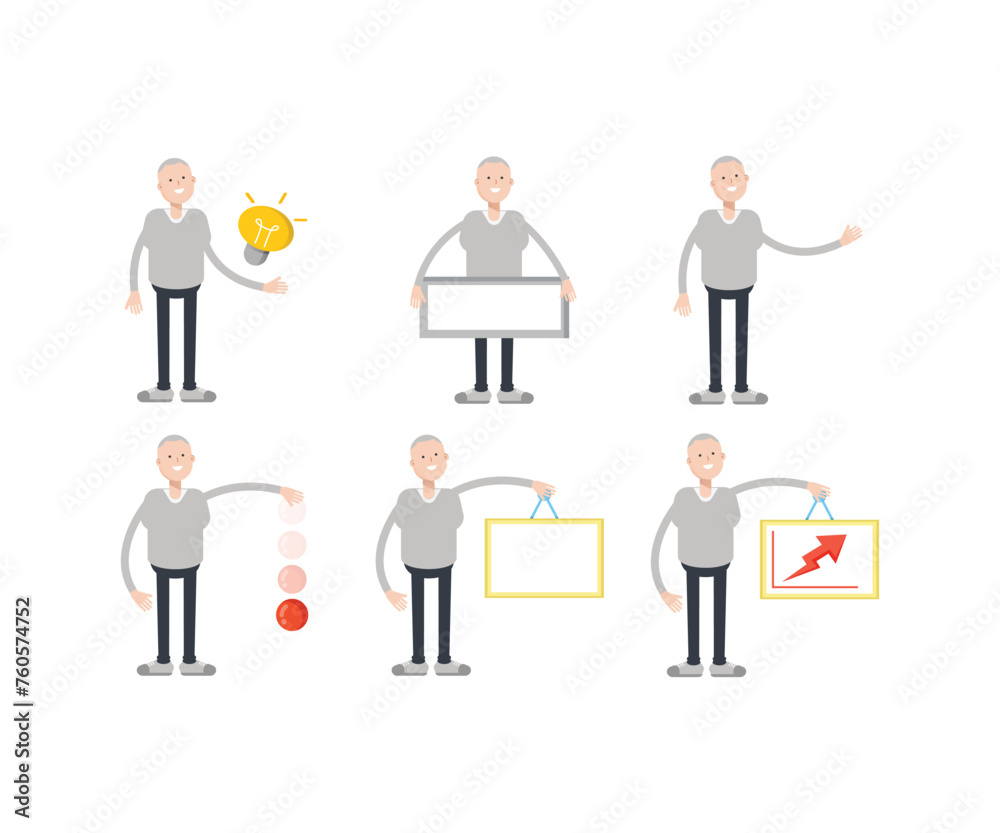 male character in various poses vector illustration