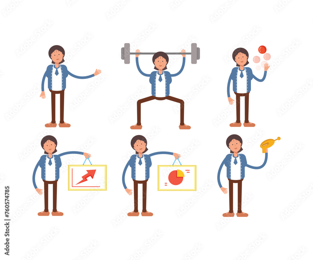 businesswoman characters in various poses illustration businesswoman characters in various poses illustration