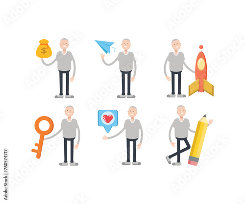 male character in various poses vector illustration