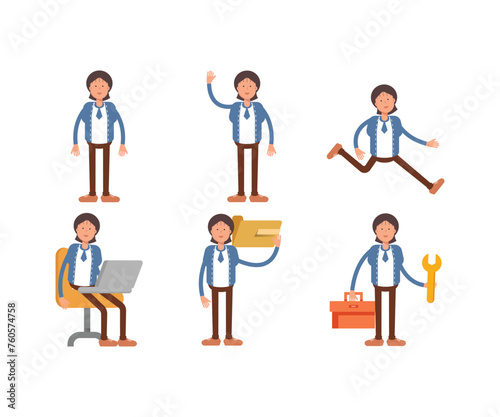 businesswoman characters in various poses illustration