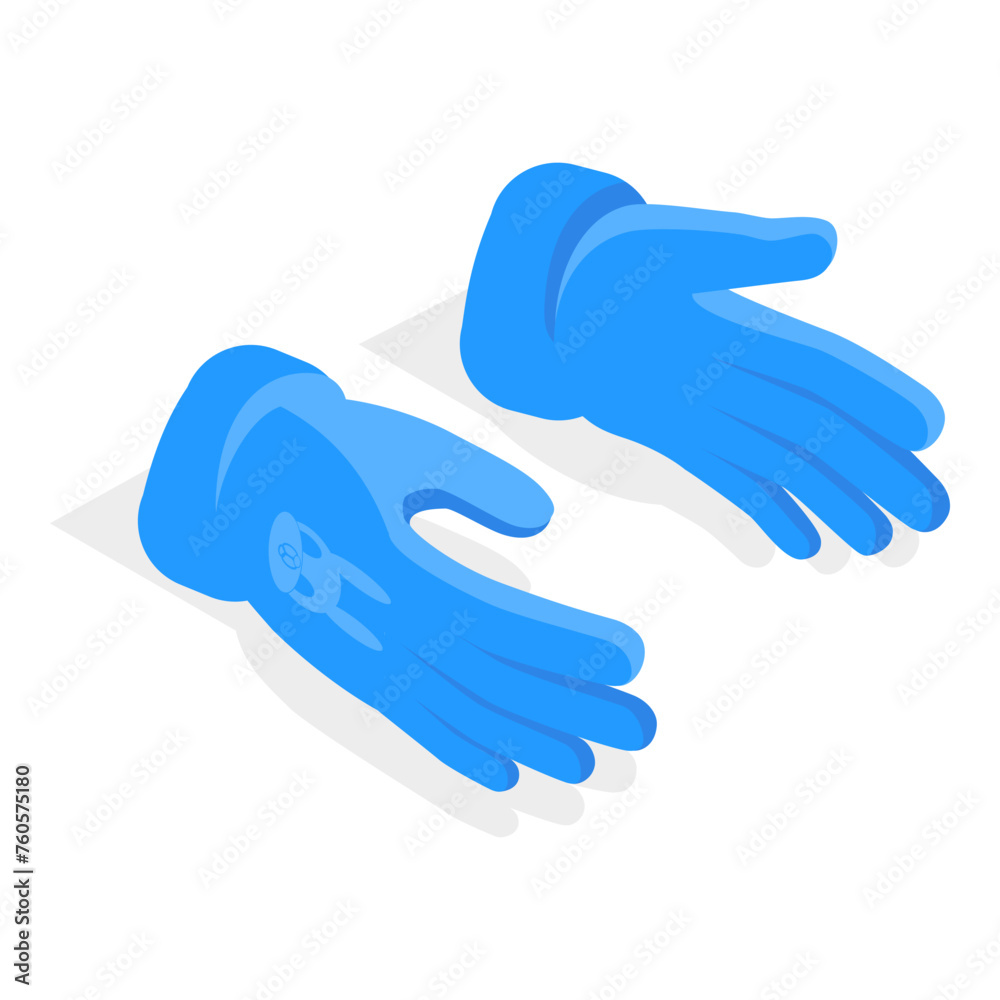 3D Isometric Flat Vector Set of Gloves, Oven Mitt and Potholder. Item 4 3D Isometric Flat Vector Set of Gloves, Oven Mitt and Potholder. Item 4