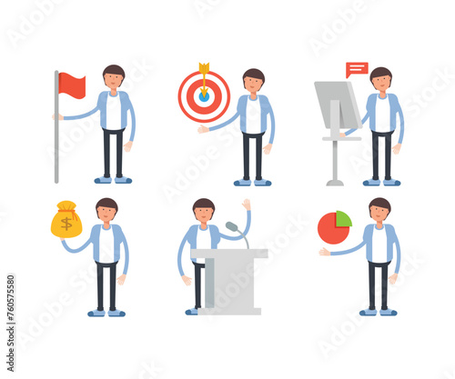 office worker characters set vector illustration