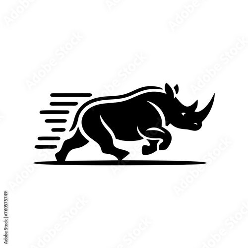 Rhino vector logo stock. Vector illustration of a silhouette of a rhino standing on isolated white background