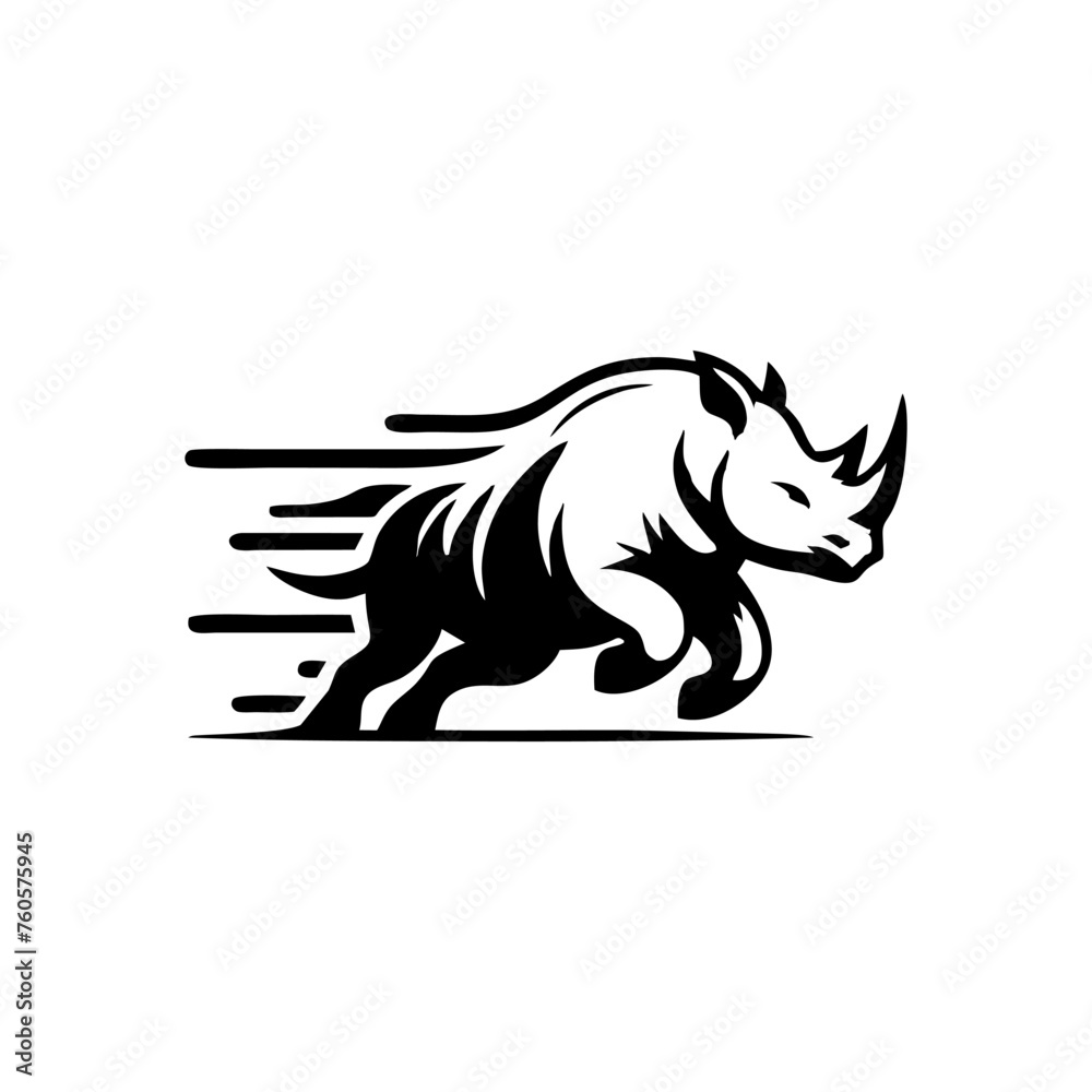 Rhino vector logo stock. Vector illustration of a silhouette of a rhino standing on isolated white background Rhino vector logo stock. Vector illustration of a silhouette of a rhino standing on isolated white background