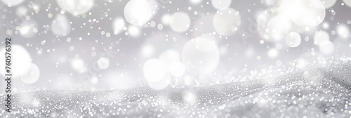 white and silver glitter background with space for text, white and grey glitter bokeh . white bokeh blur circle variety Dreamy soft focus wallpaper backdrop,Christmas snow or anniversary banner photo