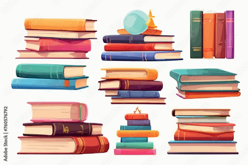 Book stack and single, closed and open in cartoon vector illustration set. Tall and small pile of literature with paper pages, colorful hardcover and bookmarks for education and reading concept.
Book stack and single, closed and open in cartoon vector illustration set. Tall and small pile of literature with paper pages, colorful hardcover and bookmarks for education and reading concept.