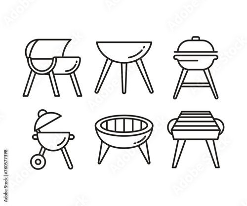 bbq grill icons set vector illustration © bigpa