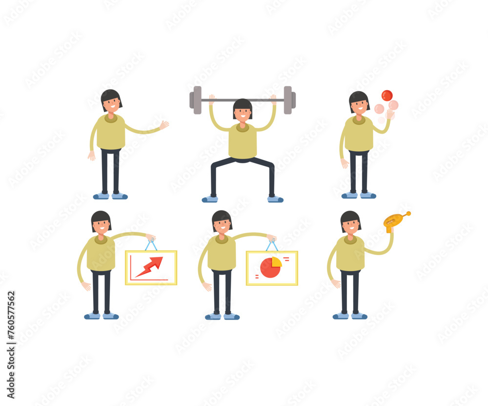 girl student in various poses characters vector illustration girl student in various poses characters vector illustration