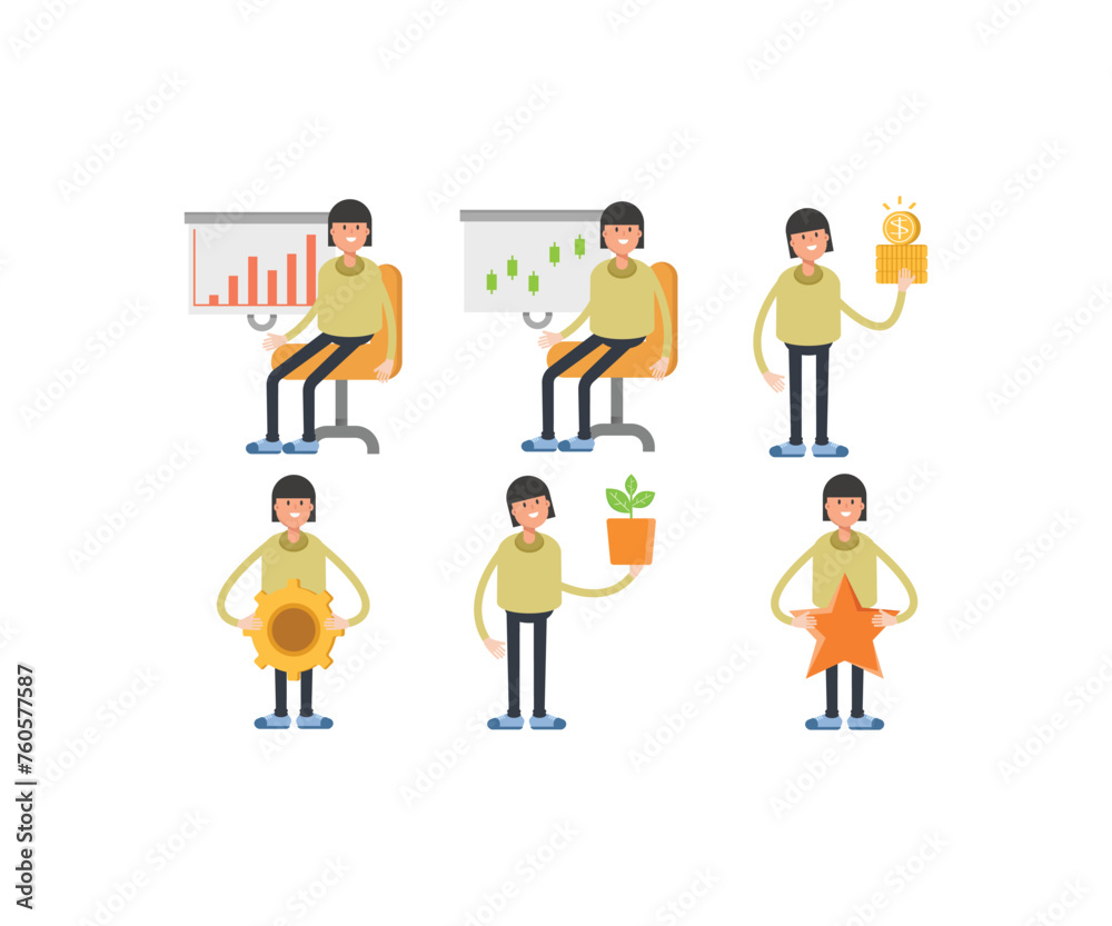 girl student in various poses characters vector illustration girl student in various poses characters vector illustration