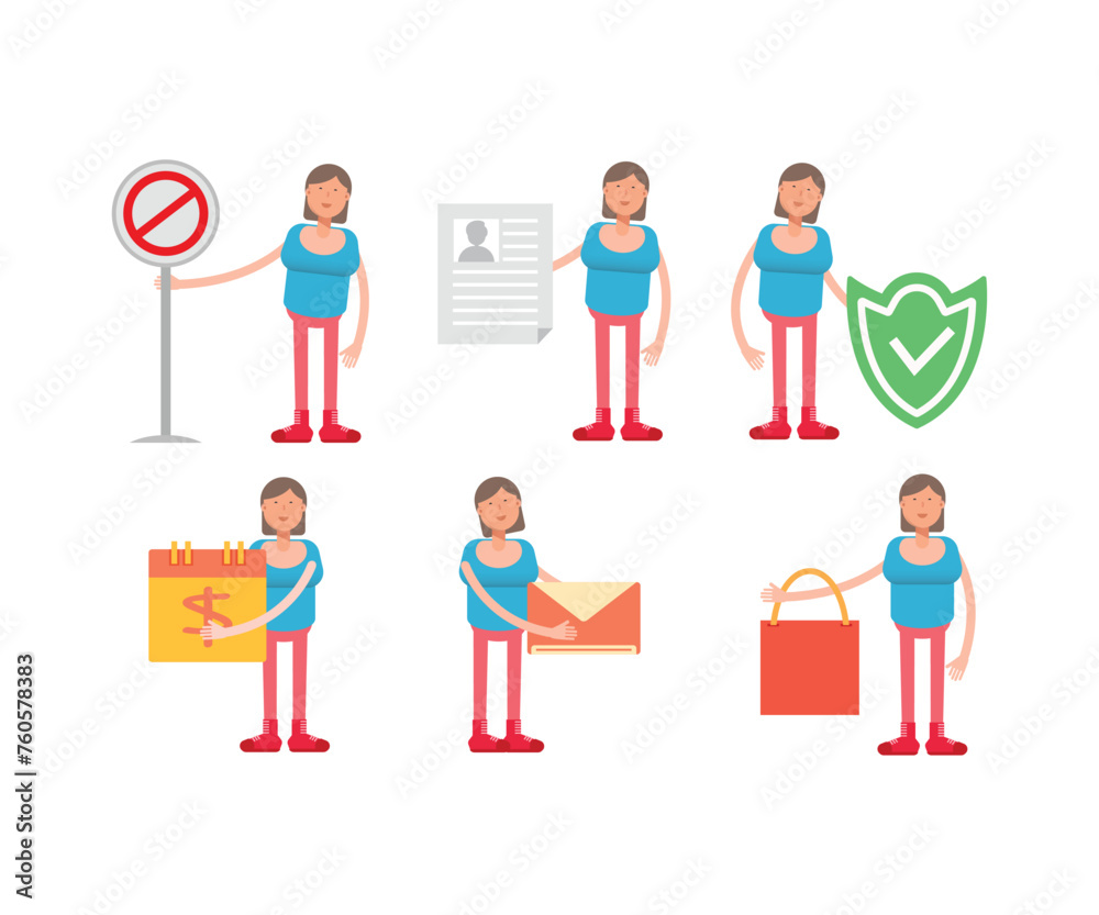 Fototapeta premium woman characters set vector illustration