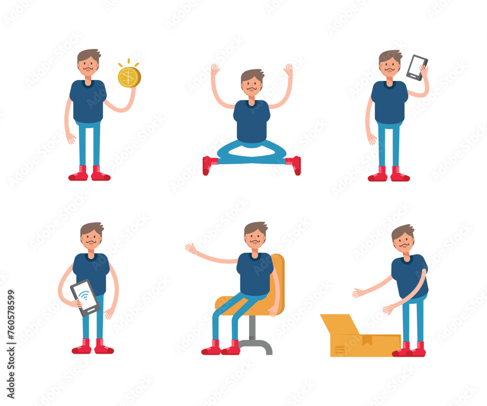 boy character in various poses characters illustration boy character in various poses characters illustration