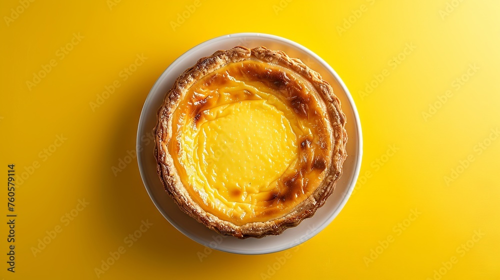 Minimalist Top-View Creamy Pastel de Nata on White Dish
Minimalist Top-View Creamy Pastel de Nata on White Dish