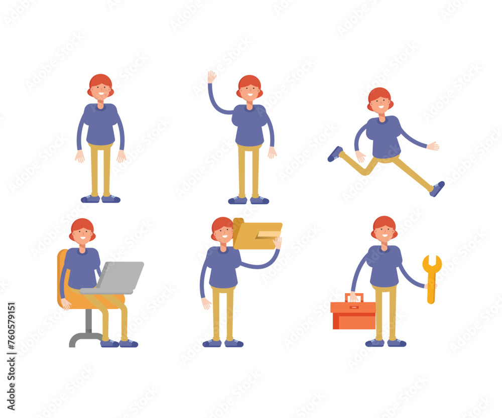 girl characters set vector illustration girl characters set vector illustration