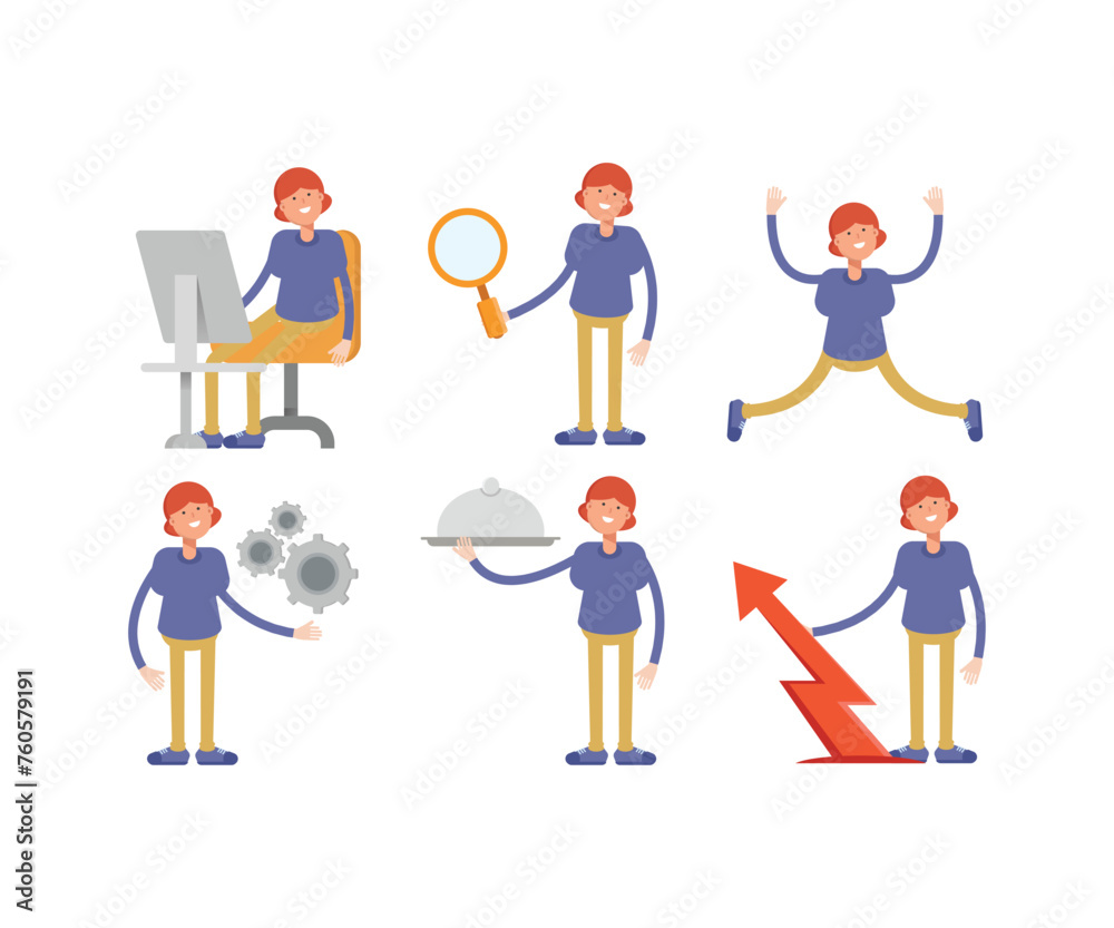 girl characters set vector illustration girl characters set vector illustration