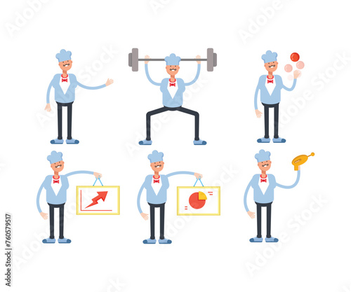 chef characters set in various poses illustration
