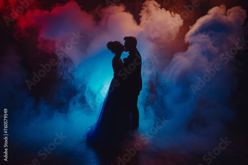 Couple kisses in a concert. Romantic scenes