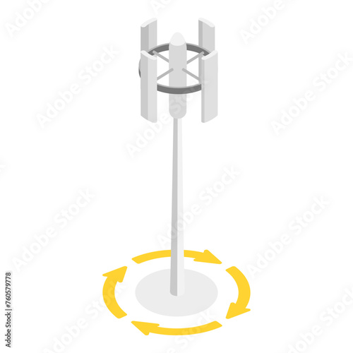 3D Isometric Flat Vector Illustration of Vertical Axis Wind Turbines, Technologies for Alternative Power Production. Item 3