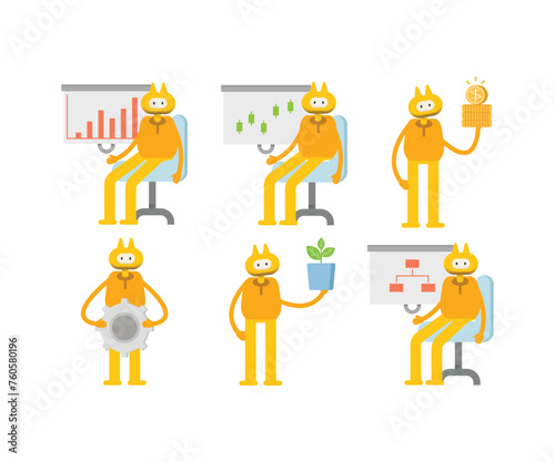 cute monster character in various poses vector illustration