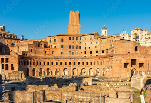 Trajan s Market  Mercati di Traiano  ruins and Militia tower in Rome  Italy