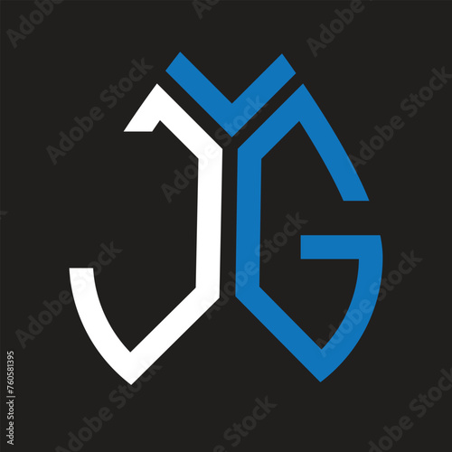 JG letter logo design on black background. JG creative initials letter logo concept. JG letter design.
 photo