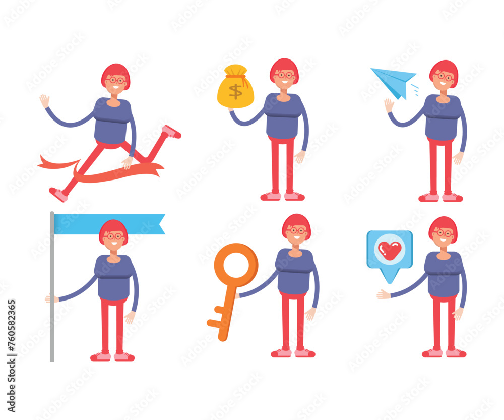 girl student characters set in different poses vector illustration girl student characters set in different poses vector illustration