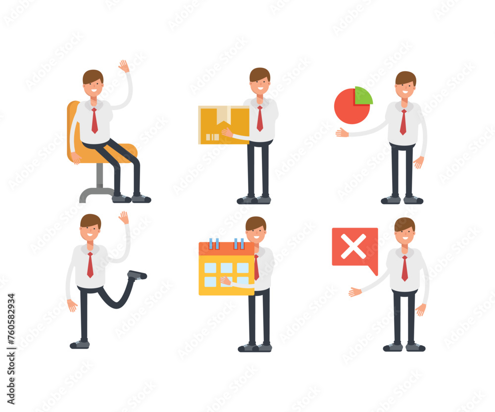 office worker characters set in various poses vector illustration office worker characters set in various poses vector illustration