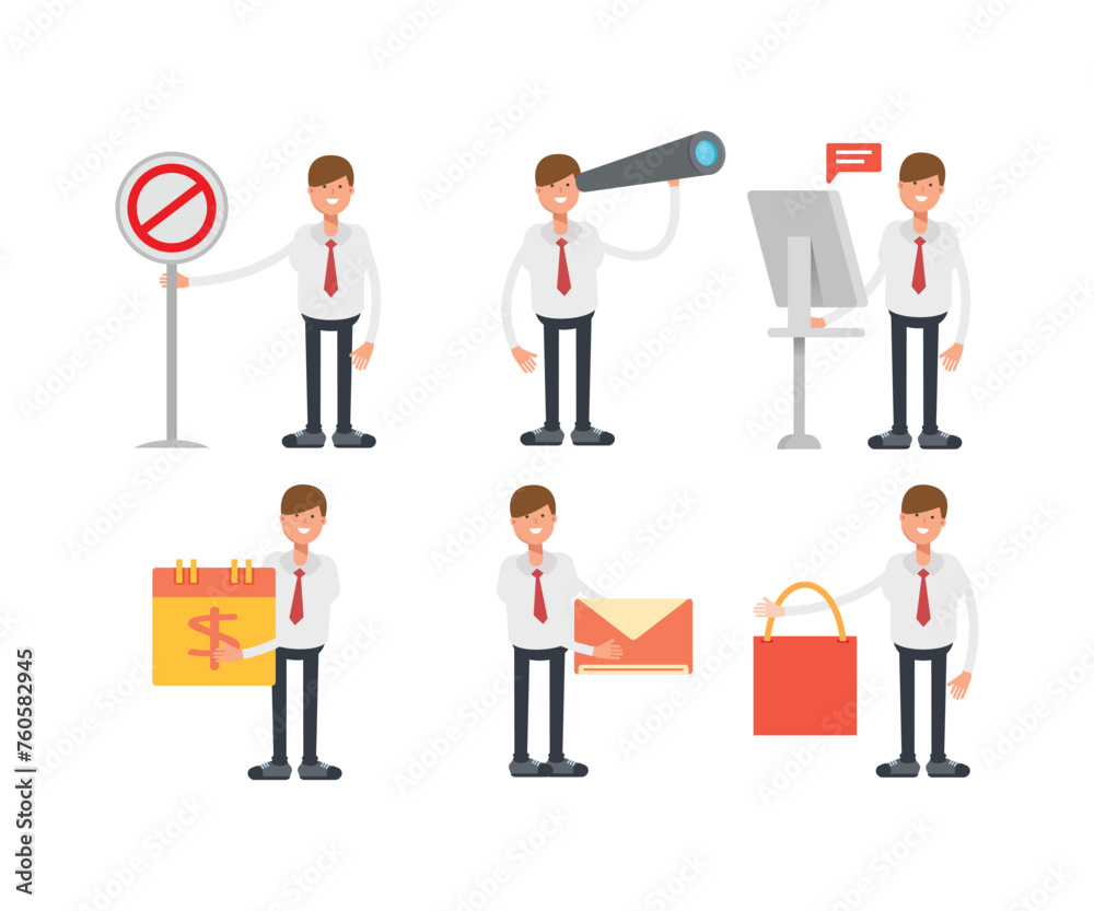 office worker characters set in various poses vector illustration office worker characters set in various poses vector illustration