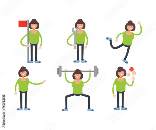 woman characters set in various poses vector illustration
