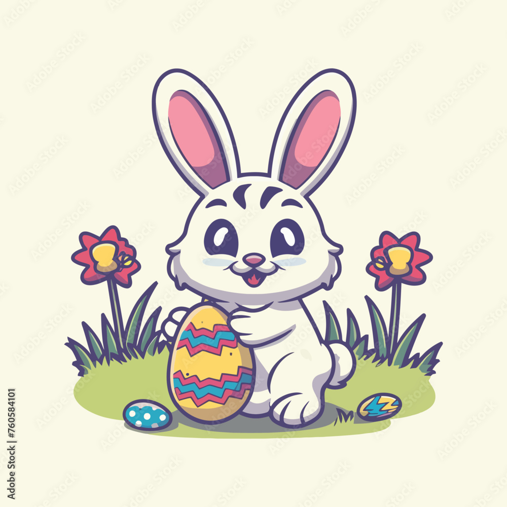 Easter bunny vector illustration, Easter bunny holding carrot Easter bunny vector illustration, Easter bunny holding carrot