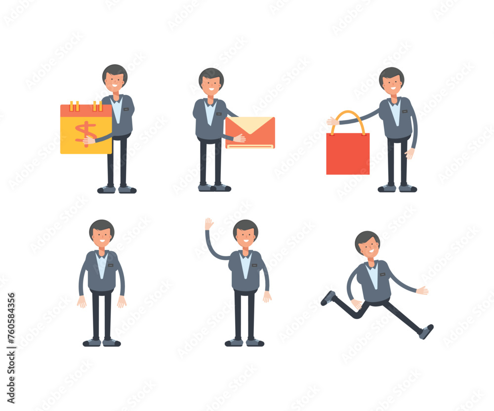office worker characters in different poses set vector illustration