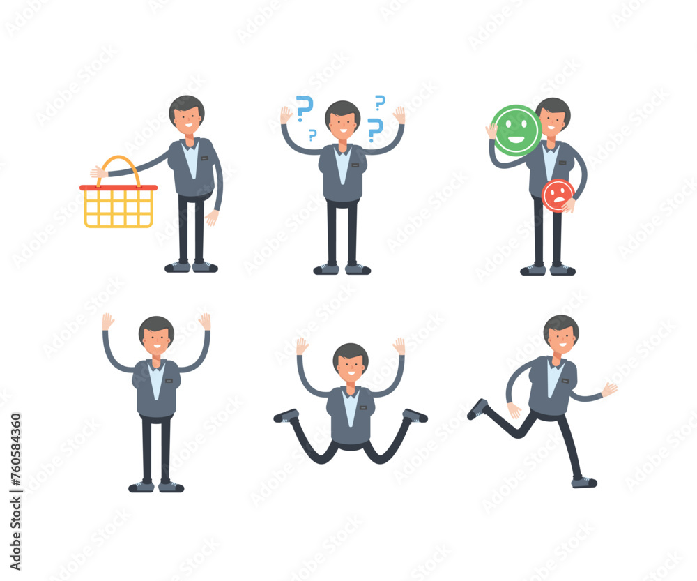 office worker characters in different poses set vector illustration office worker characters in different poses set vector illustration