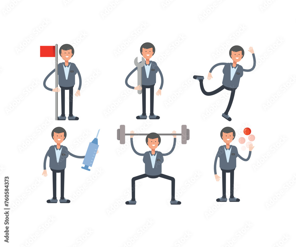 office worker characters in different poses set vector illustration office worker characters in different poses set vector illustration