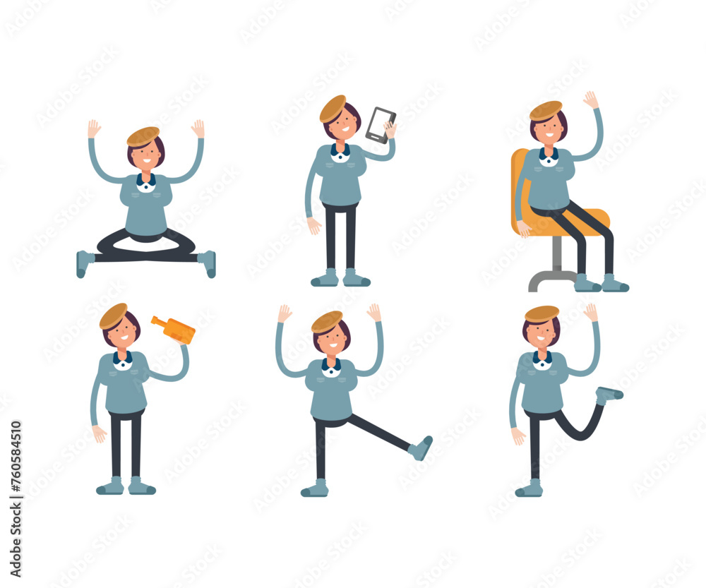 girl students characters set in various poses vector illustration girl students characters set in various poses vector illustration