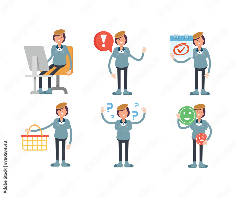 girl students characters set in various poses vector illustration girl students characters set in various poses vector illustration