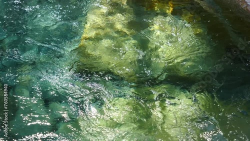 A valley where clean water of emerald green flows.