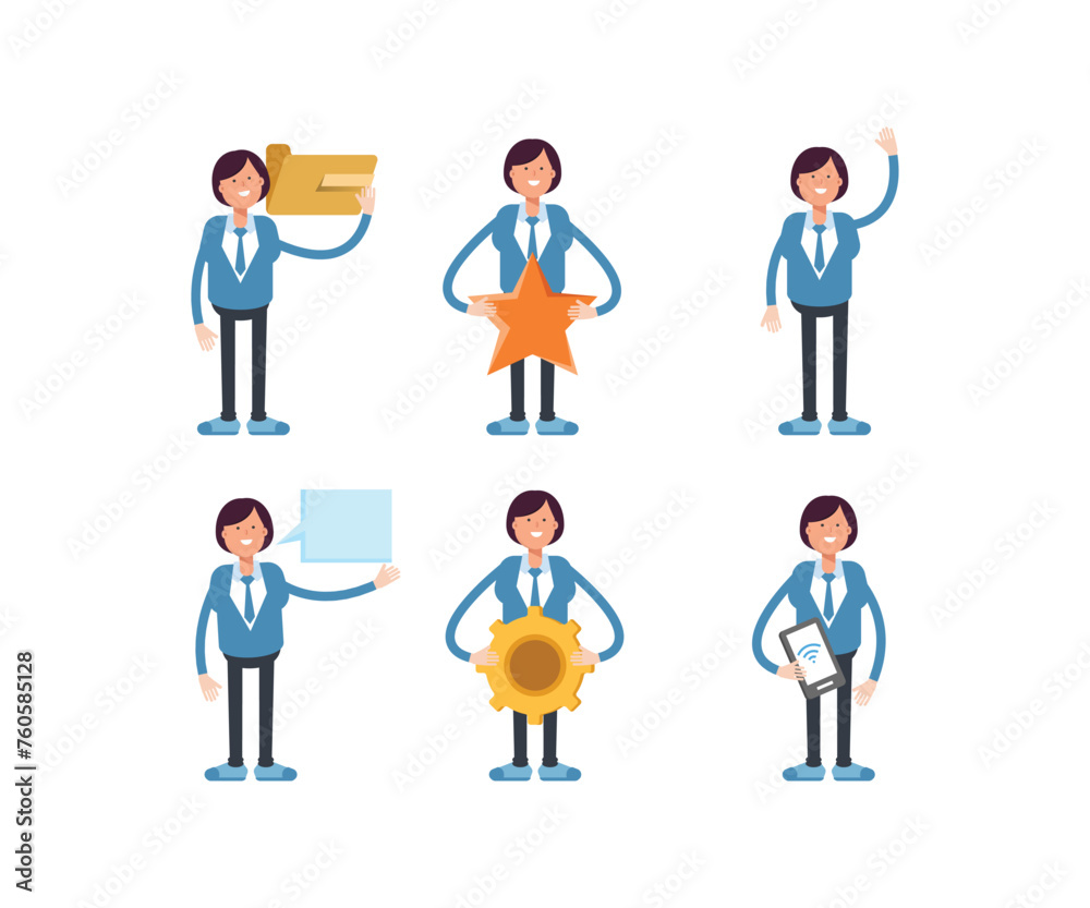business woman characters in different poses vector set business woman characters in different poses vector set