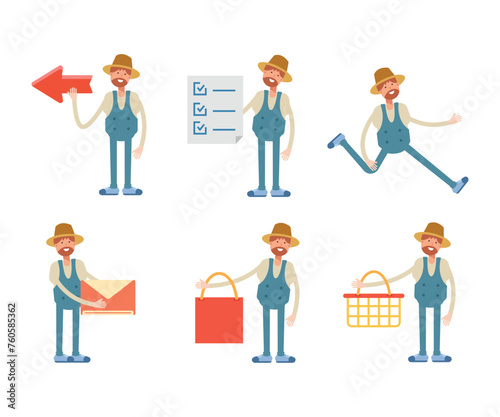 Wallpaper Mural farmer characters set in various poses vector illustration Torontodigital.ca