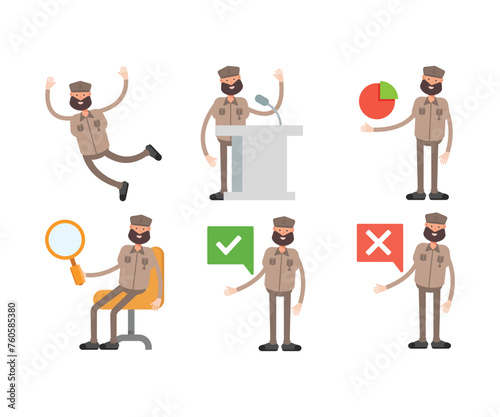 soldier characters set in various poses vector illustration