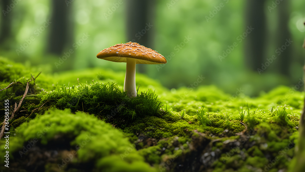 Mushrooms blooming in an old mossy forest Mushrooms blooming in an old mossy forest