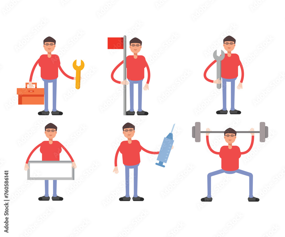 boy characters set in various poses vector illustration boy characters set in various poses vector illustration