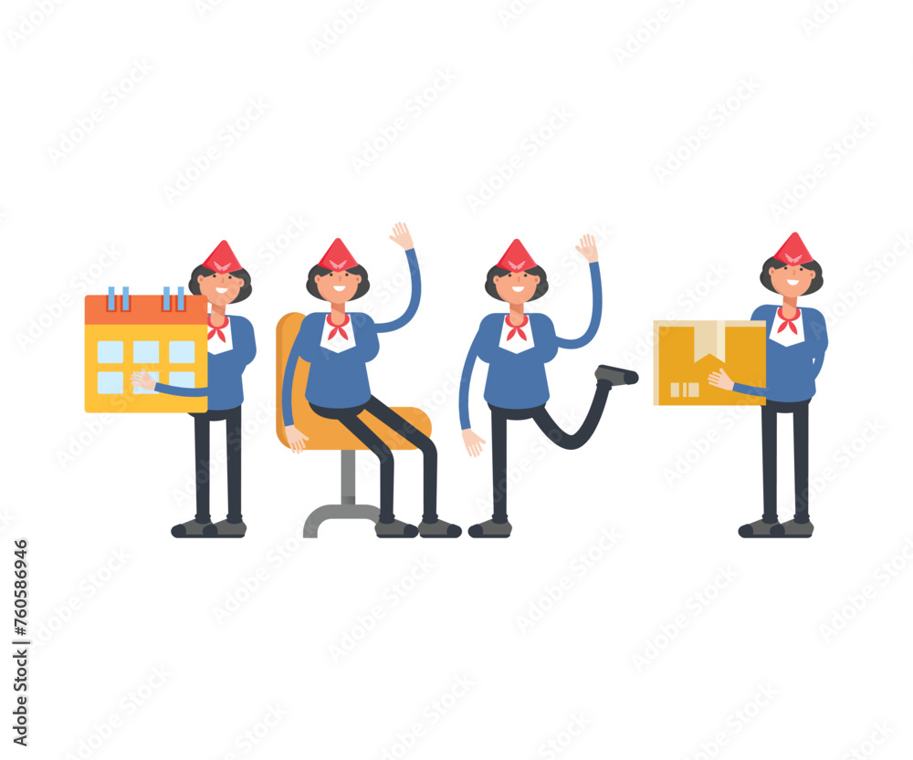 air hostess characters in different poses set vector illustration air hostess characters in different poses set vector illustration