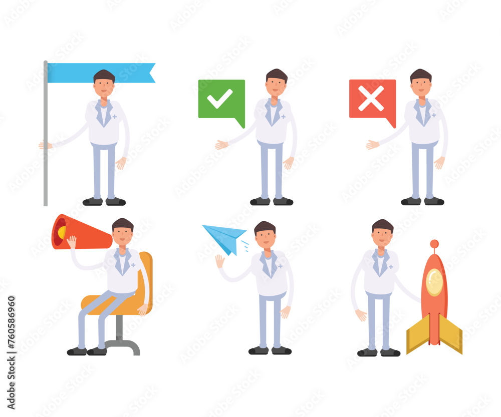 doctor characters in different poses set vector illustration doctor characters in different poses set vector illustration