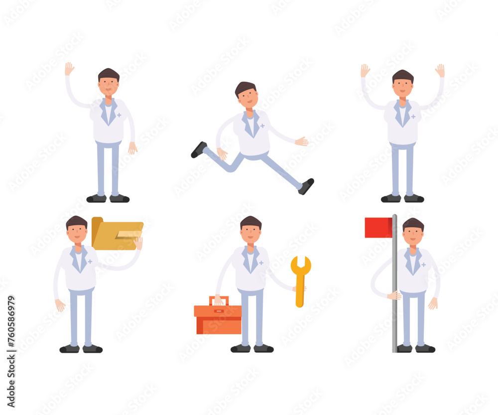 doctor characters in different poses set vector illustration doctor characters in different poses set vector illustration