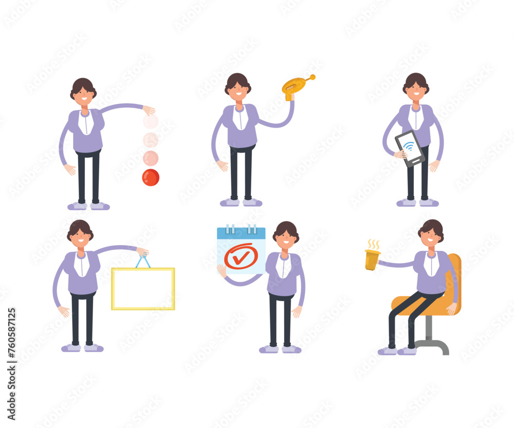 woman characters in different poses vector set woman characters in different poses vector set