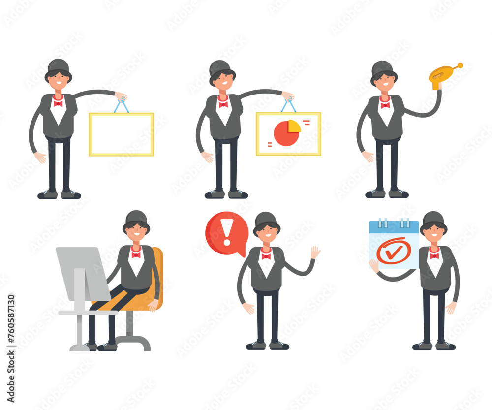 girl in tuxedo characters set in various poses vector illustration girl in tuxedo characters set in various poses vector illustration
